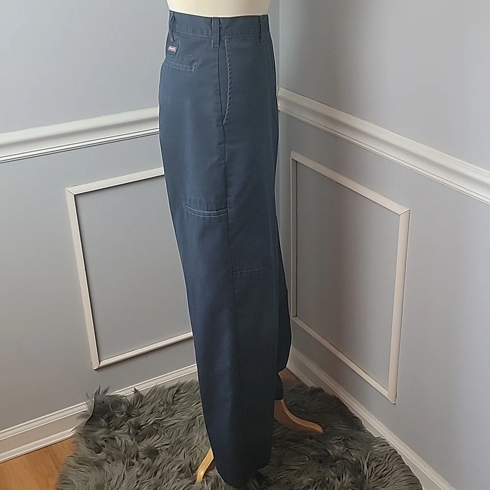 DICKIES Navy Blue Classic Flat Front Reinforced Knee Chino Workwear Casual Pants